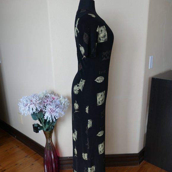 Es.Se Floral Black Maxi Dress- Size M - Picture 2 of 7
